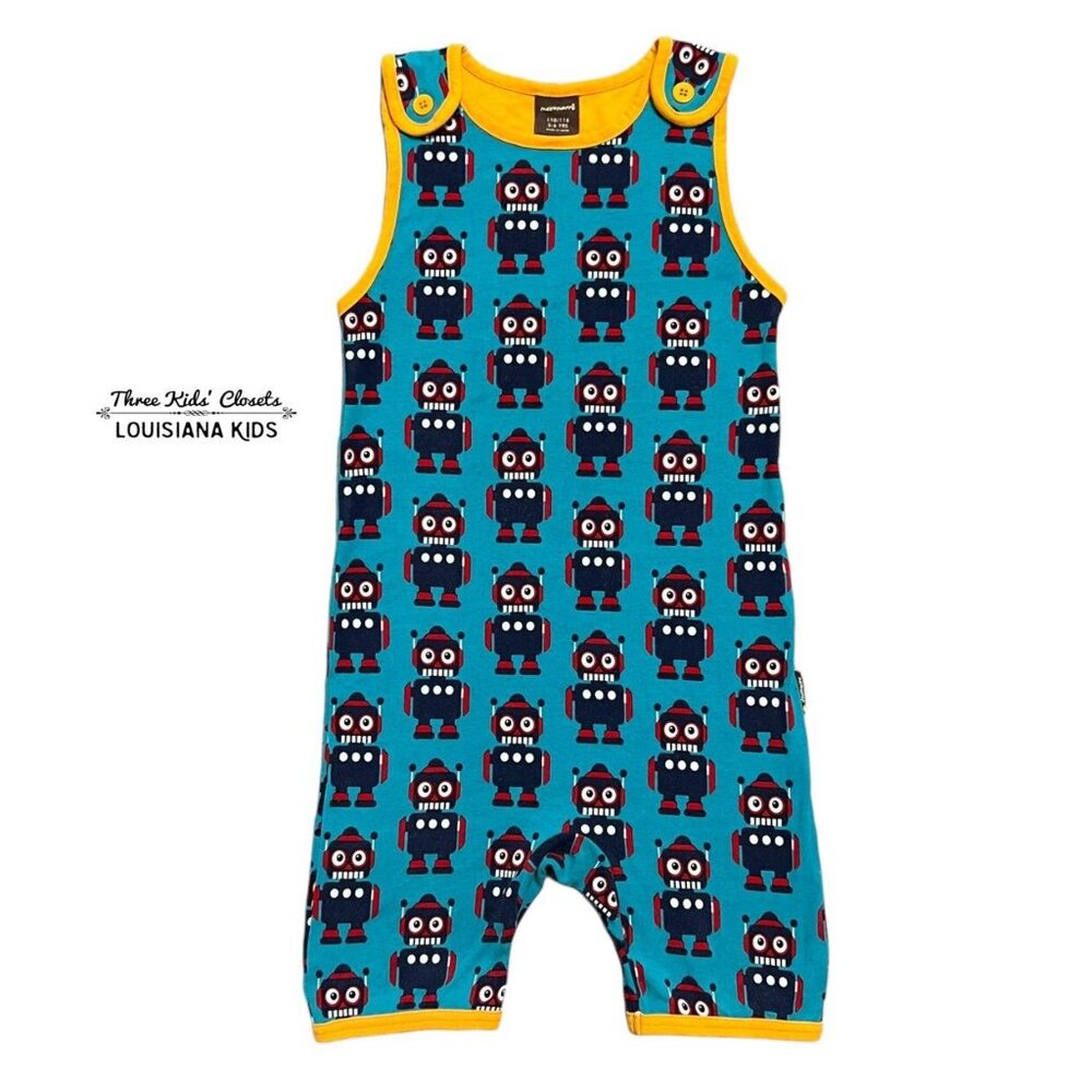 Maxomorra Sz 110/116 (5-6Y) Organic Robot Romper